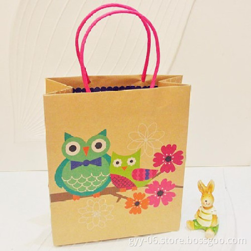 CMYK Printed brown kraft gift packaging paper bag